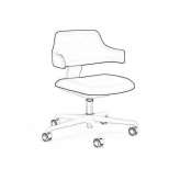 Fabric office chair on wheels with armrests and 5-arm base Turuachi