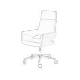 Leather office chair on wheels with armrests and a base with 5 arms Kester