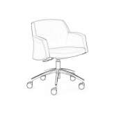 Fabric office chair on trestles, on wheels with armrests Maino