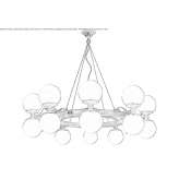 Wrought iron and blown glass chandelier Totness