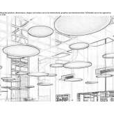 Wiszący panel akustyczny ze zintegrowanym oświetleniem Saronida