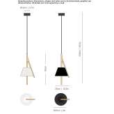 LED hanging lamp made of steel and wood Booral