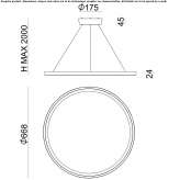 LED hanging lamp made of PMMA and metal Zimnicea