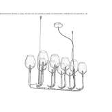 Żyrandol LED z dmuchanego szkła i metalu Aquin