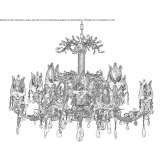 Murano glass chandelier with crystals Lonnig