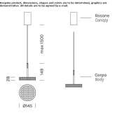 LED hanging lamp made of aluminum and plexiglass Malans