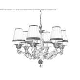 Satin brass chandelier with crystal and lampshades Yvoir