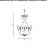 Incandescent brass chandelier with crystals Palanca