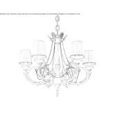 White lacquered chandelier with lampshades Soyen
