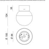 LED ceiling lamp made of glass and aluminum Macamic