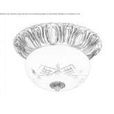 Antique brass ceiling lamp with glass Waziers