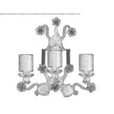 Handmade wall lamp in wrought iron and Murano glass Bingen