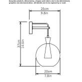 LED wall lamp made of brass and glass Azinhaga