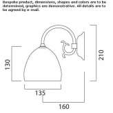 Porcelain wall lamp with a fixed arm Botta