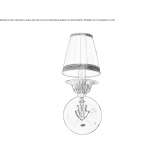 Antyczna mosiężna lampa ścienna z kryształem i kloszem Yvoir