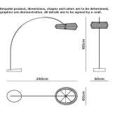 Stainless steel LED arc lamp with silk shade Isabeyli