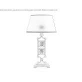 Metalowa lampa stołowa z abażurem z tkaniny Suceveni