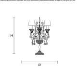 Żarówkowa, metalowa lampa stołowa z kryształkami Guerande