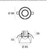 Plaster semi-recessed LED spotlight Tocoa