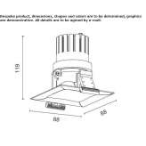 Square ceiling spotlight in die-cast aluminum Roskow