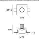 Recessed square LED plaster spotlight Tocoa