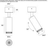 Adjustable LED ceiling spotlight Abilene