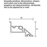 Aluminum linear lighting profile for ceiling installation, partially recessed, for LED modules Topory