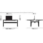 Multifunctional, rectangular desk Gameti