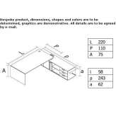 L-shaped wooden sectional desk with drawers Harlan