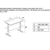 Sectional desk made of steel and wood, height adjustable Sunapee