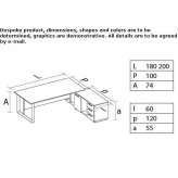 L-shaped executive desk made of melamine-coated chipboard with shelves Valencin