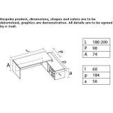 L-shaped executive desk made of melamine-coated chipboard with shelves Cizre