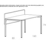 Rectangular desk with cable management system Yara