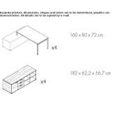 Sectional desk with shelves and cable management Lobith