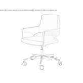 Leather office chair on wheels with armrests and a base with 5 arms Kester