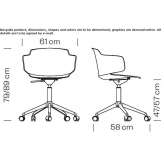 Swivel office chair made of polypropylene, adjustable in height Fritch