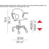 Office chair on wheels with a base with 5 arms Absdorf