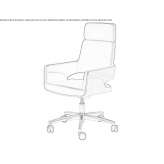 Leather office chair on wheels with armrests and a base with 5 arms Kester