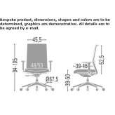 Height-adjustable swivel aluminum office chair with 4-arm base Mapire