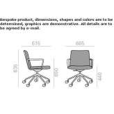 Height-adjustable office chair on wheels and 5-arm base Culver