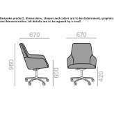 Height-adjustable office chair on wheels and 5-arm base Centre