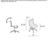 Height adjustable mesh office chair with wheels and 5-arm base Nisipari