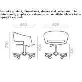 Technopolymer office chair with height adjustment and 5-arm base Servia