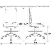 Height adjustable fabric drafting stool with 5-arm base Alunda