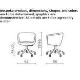 Height adjustable fabric office chair Prato