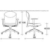 Fabric office chair on wheels with armrests and 5-arm base Xmaben