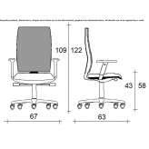 Mesh office chair on wheels with armrests and 5-arm base Narangba