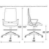 Drafting stool with armrests and a base with 5 arms Alunda