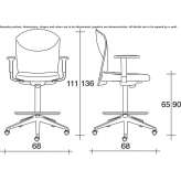 Drafting stool with armrests and a base with 5 arms Xmaben