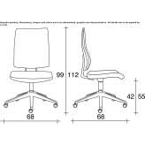 Height-adjustable fabric office chair with wheels and 5-arm base Alunda